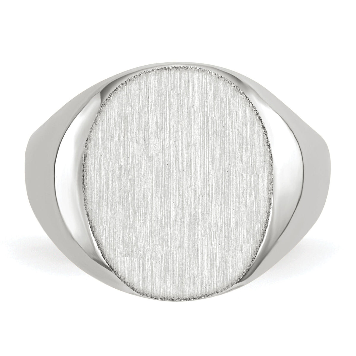14k White Gold 12.5x13.5mm Closed Back Signet Ring-RS538