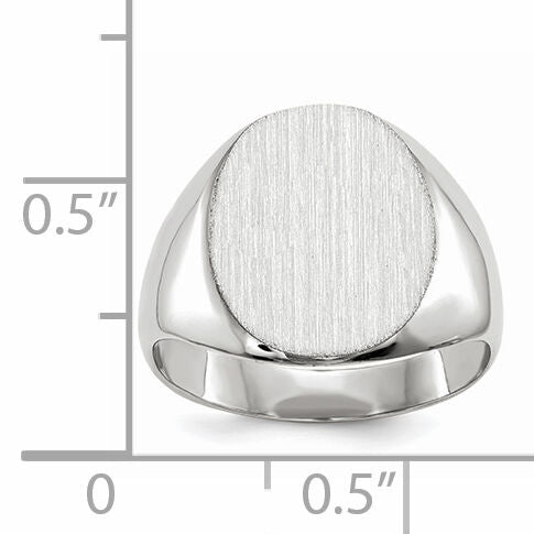 14k White Gold 12.5x13.5mm Closed Back Signet Ring-RS538