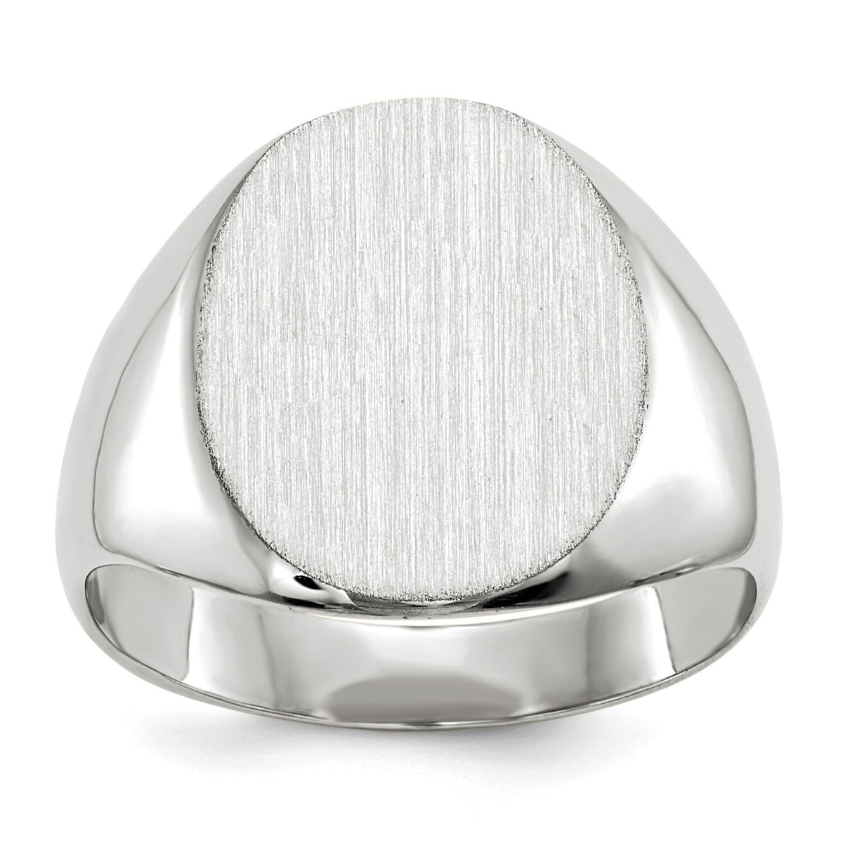 14k White Gold 12.5x13.5mm Closed Back Signet Ring-RS538