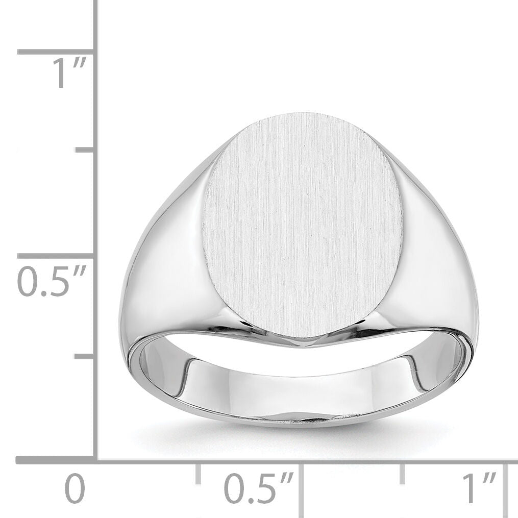 14k White Gold 12.5x15.0xmm Closed Back Signet Ring-RS539