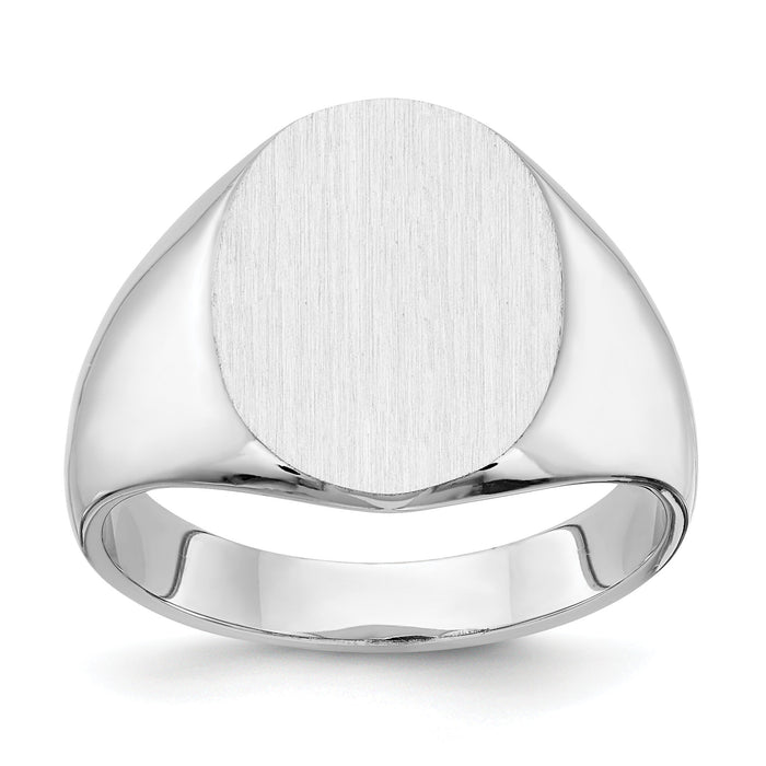 14k White Gold 12.5x15.0xmm Closed Back Signet Ring-RS539