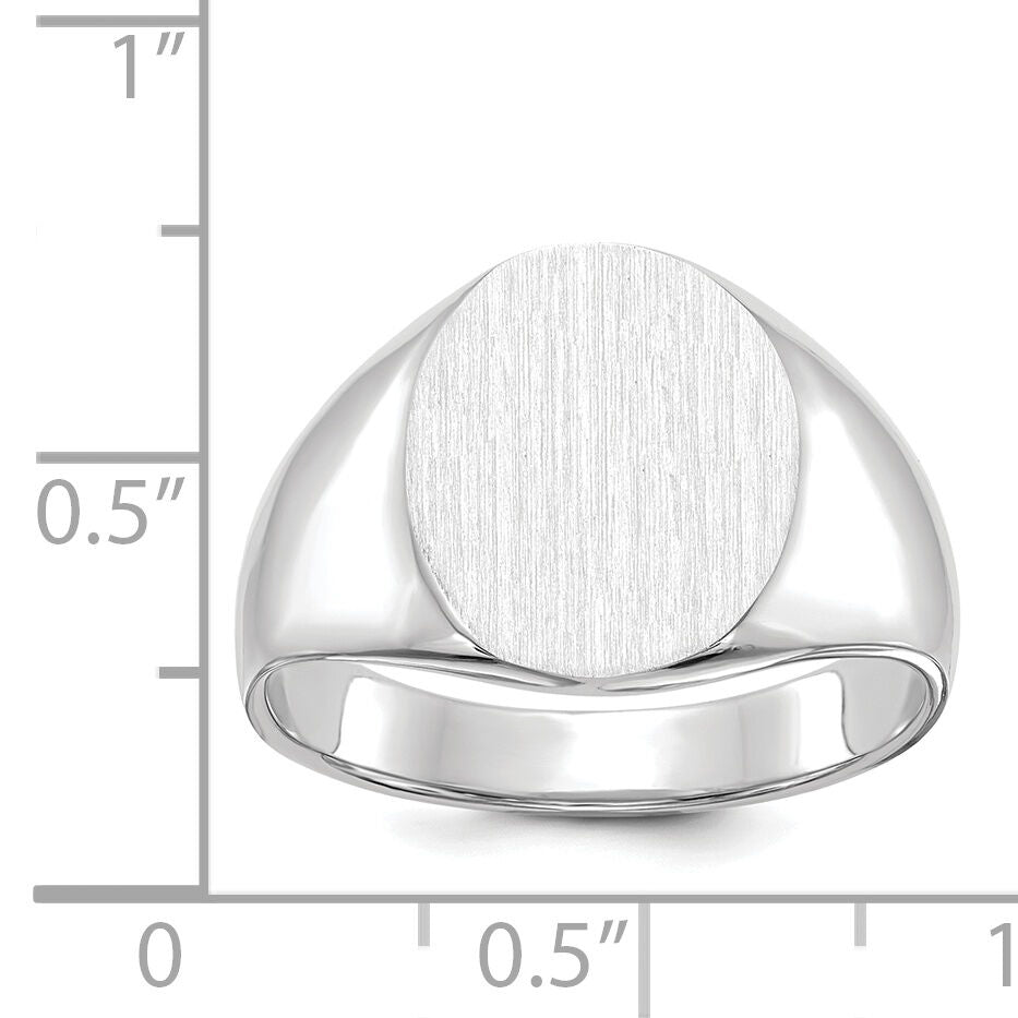 14k White Gold 13.0x15.5mm Open Back Signet Ring-RS544