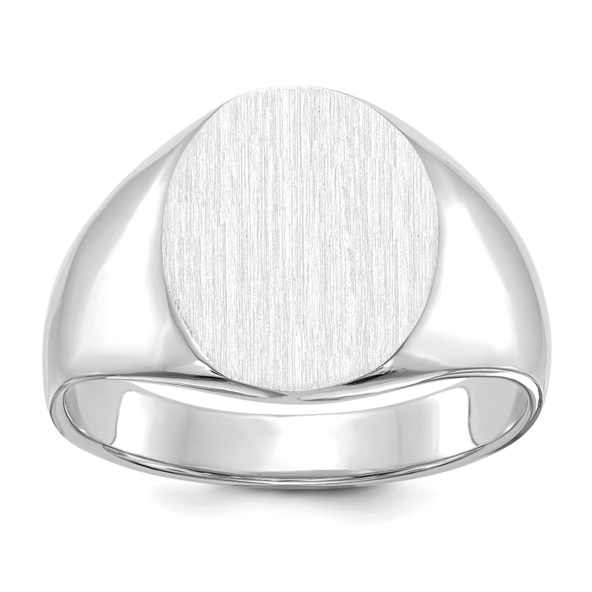 14k White Gold 13.0x15.5mm Open Back Signet Ring-RS544