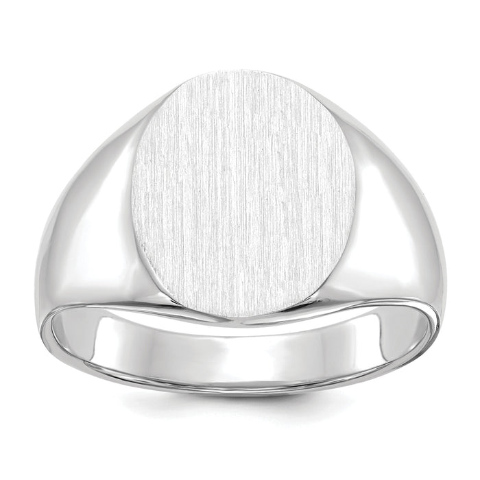 14k White Gold 13.0x15.5mm Open Back Signet Ring-RS544