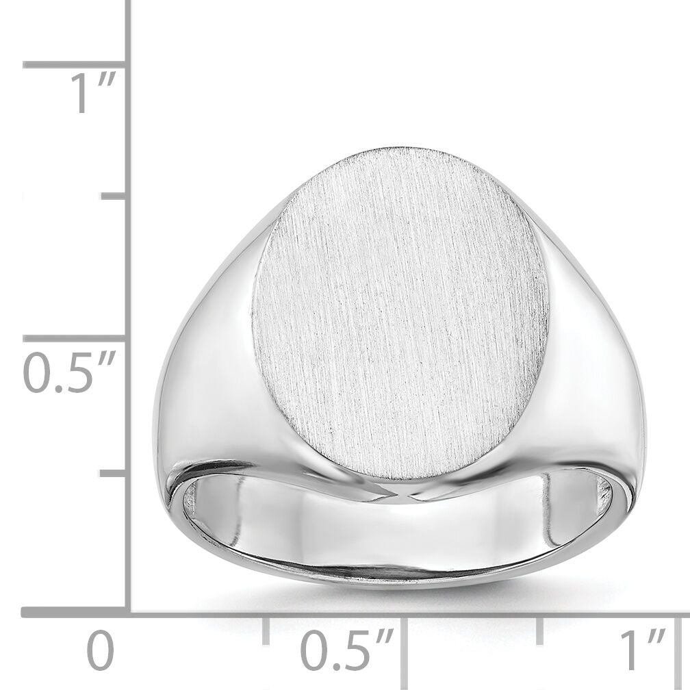 14k White Gold 14.5x18.0mm Open Back Mens Signet Ring-RS545