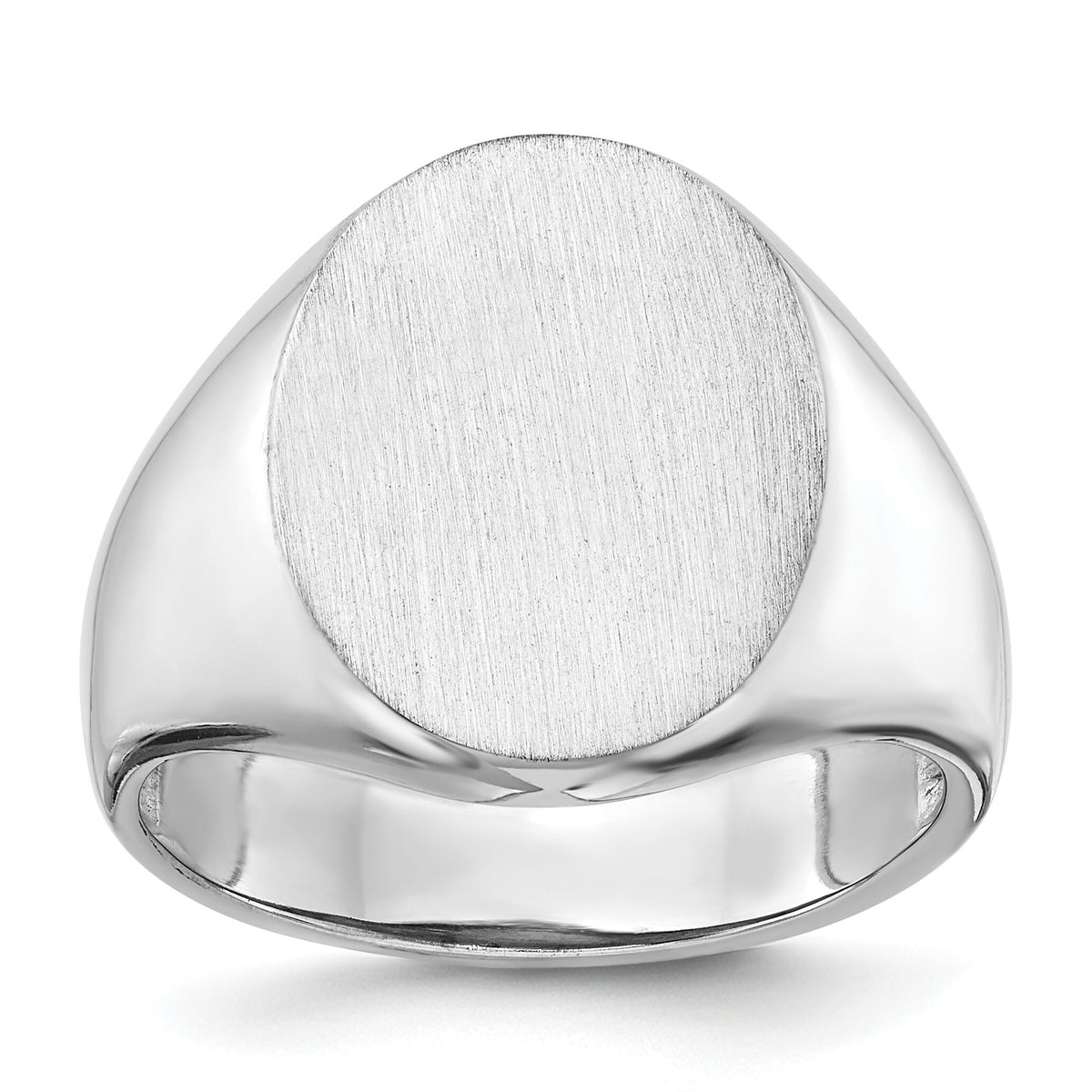 14k White Gold 14.5x18.0mm Open Back Mens Signet Ring-RS545