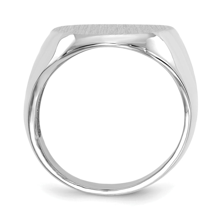 14k White Gold 16.0x20.5mm Open Back Signet Ring-RS546