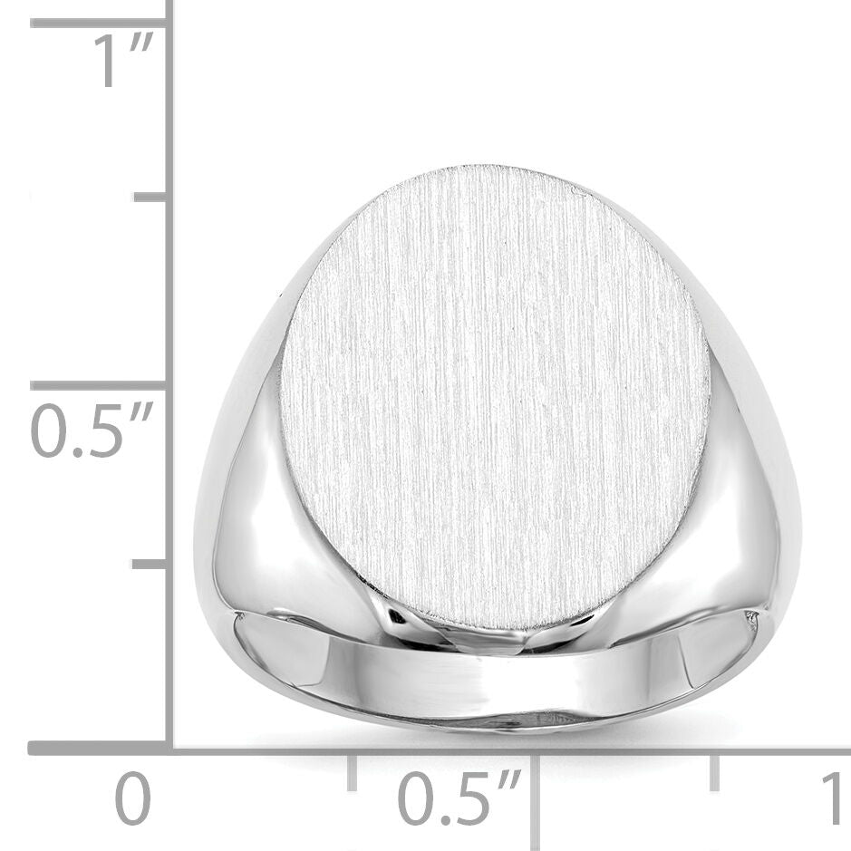 14k White Gold 16.0x20.5mm Open Back Signet Ring-RS546