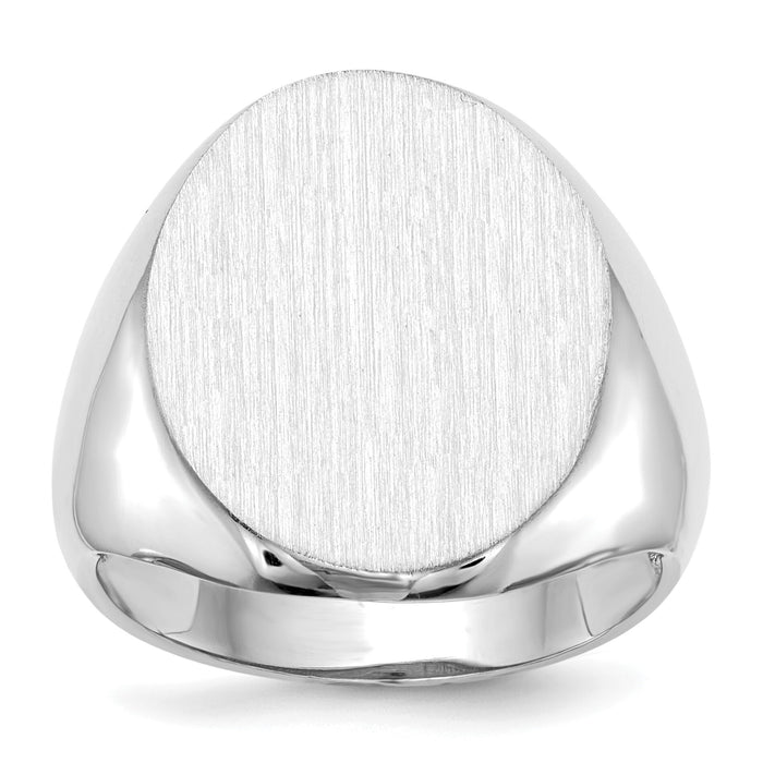 14k White Gold 16.0x20.5mm Open Back Signet Ring-RS546