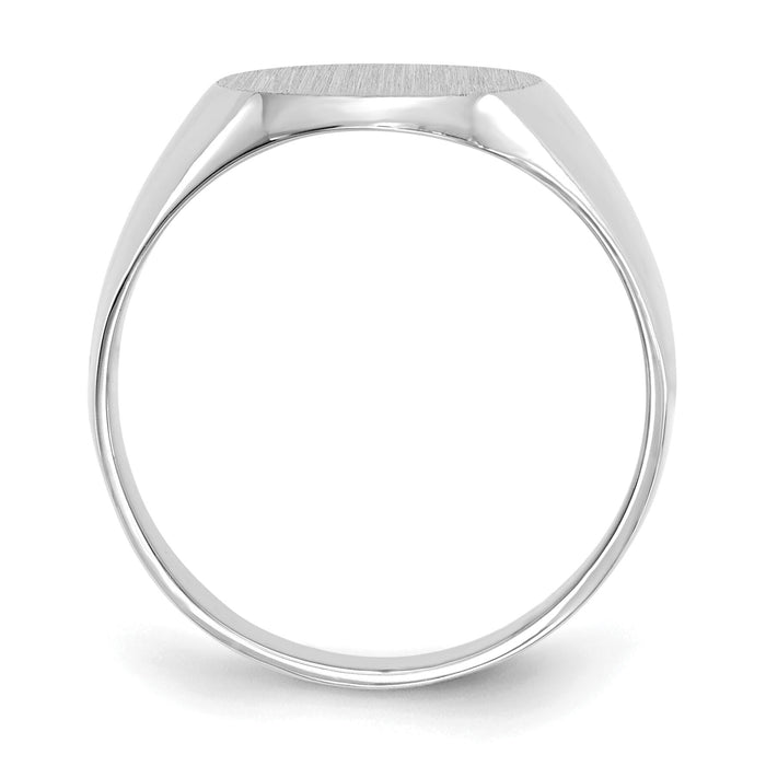 14k White Gold 11.0x13.0mm Closed Back Signet Ring-RS547