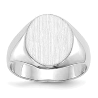 14k White Gold 11.0x13.0mm Closed Back Signet Ring-RS547