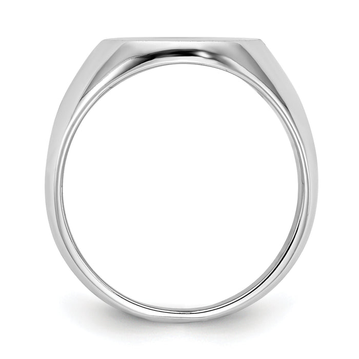 14k White Gold 13.5x14.0mm Closed Back Signet Ring-RS548