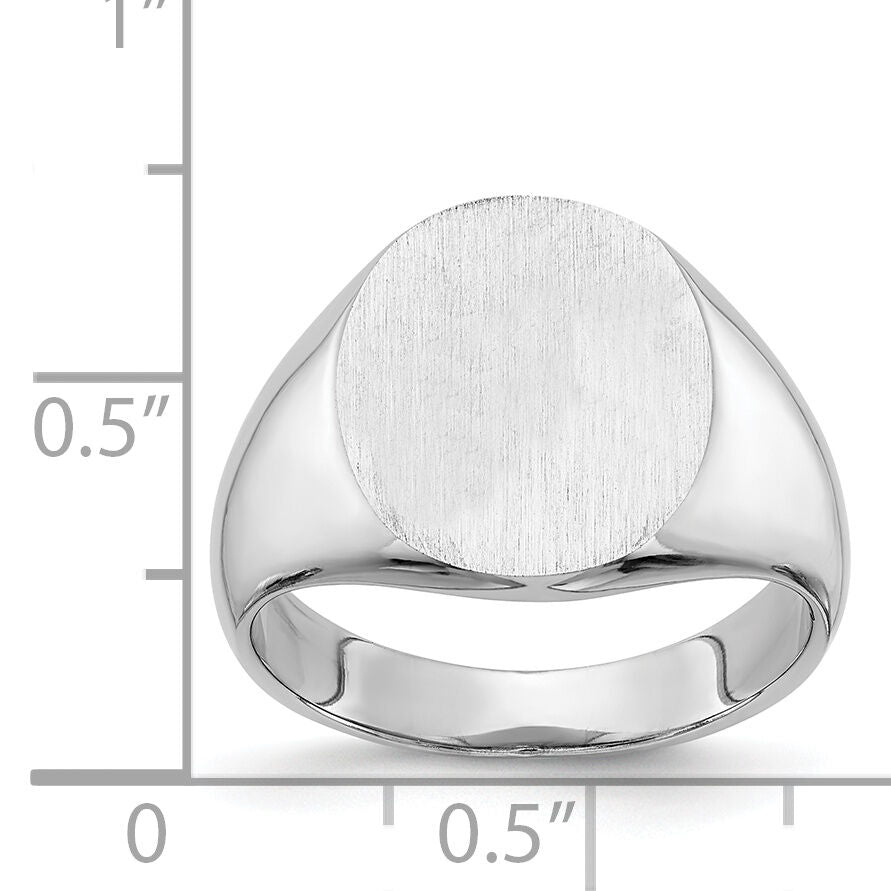 14k White Gold 13.5x14.0mm Closed Back Signet Ring-RS548