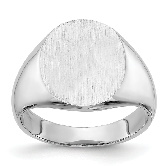 14k White Gold 13.5x14.0mm Closed Back Signet Ring-RS548