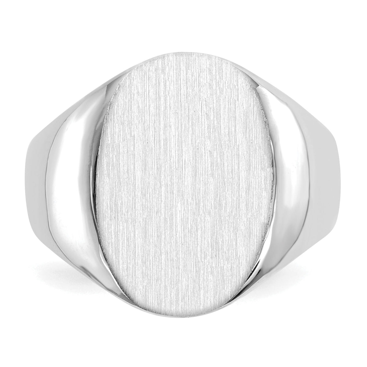 14k White Gold 14.0x17.5mm Closed Back Mens Signet Ring-RS550