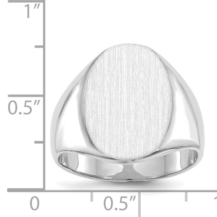 14k White Gold 14.0x17.5mm Closed Back Mens Signet Ring-RS550
