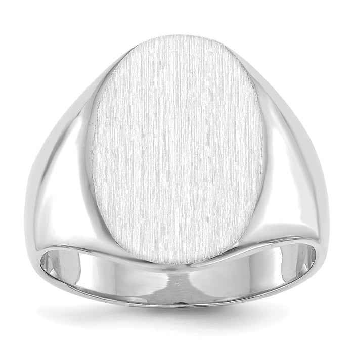 14k White Gold 14.0x17.5mm Closed Back Mens Signet Ring-RS550