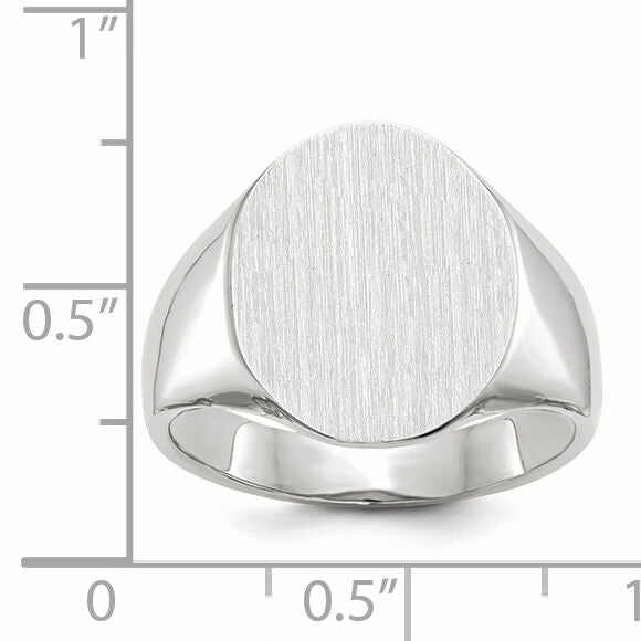 14k White Gold 15.0x18.5mm Closed Back Mens Signet Ring-RS551