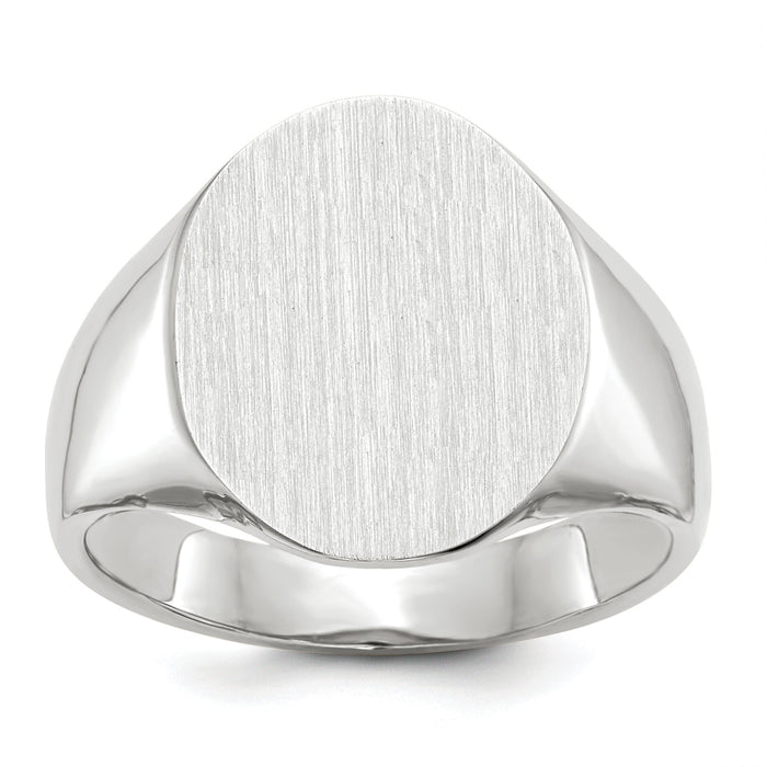 14k White Gold 15.0x18.5mm Closed Back Mens Signet Ring-RS551