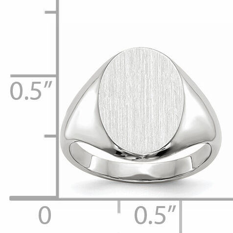 14k White Gold 8.0x11.5mm Closed Back Signet Ring-RS555