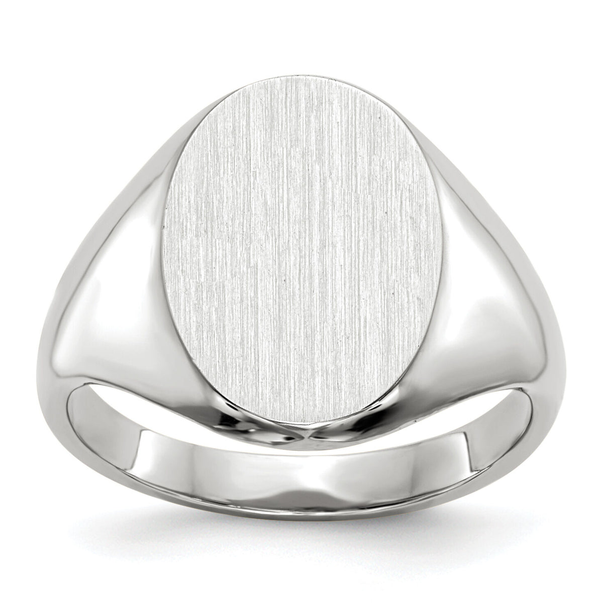 14k White Gold 8.0x11.5mm Closed Back Signet Ring-RS555