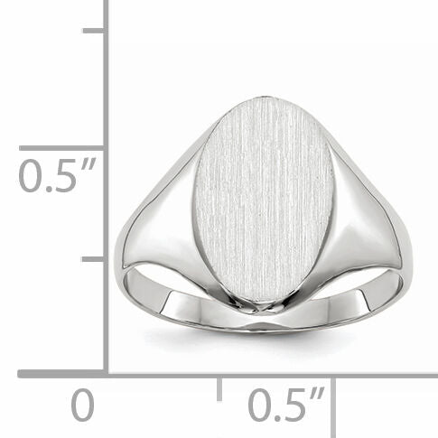 14k White Gold 9.0x14.0mm Closed Back Signet Ring-RS556