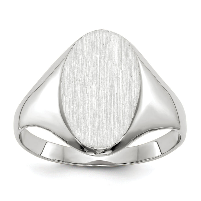 14k White Gold 9.0x14.0mm Closed Back Signet Ring-RS556