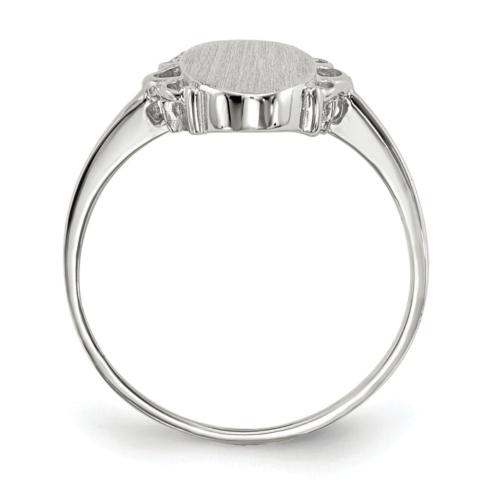 14k White Gold 7.0x14.5mm Open Back Signet Ring-RS560