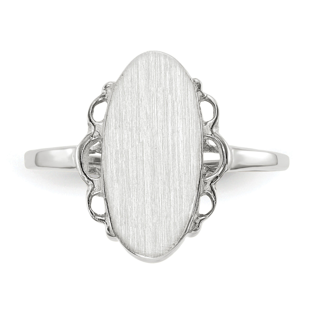 14k White Gold 7.0x14.5mm Open Back Signet Ring-RS560