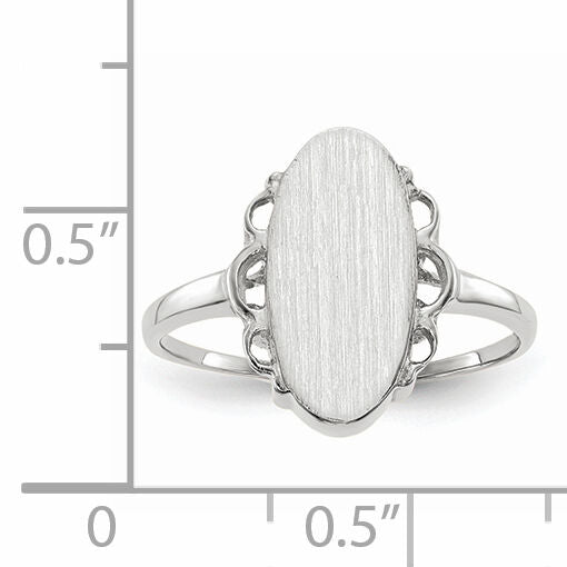 14k White Gold 7.0x14.5mm Open Back Signet Ring-RS560