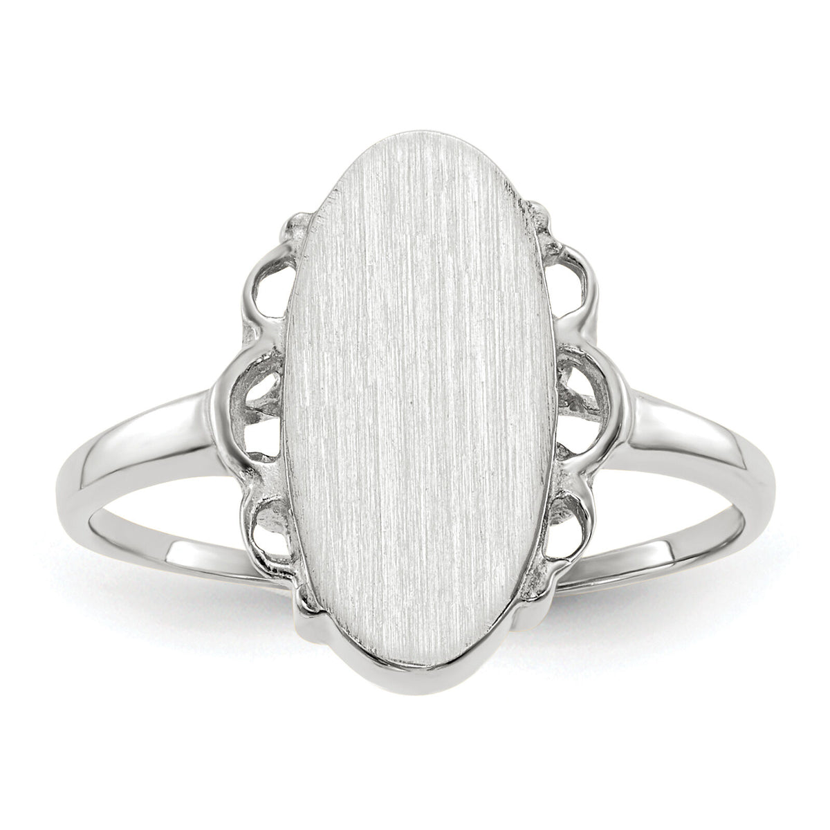 14k White Gold 7.0x14.5mm Open Back Signet Ring-RS560