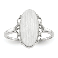14k White Gold 7.0x14.5mm Open Back Signet Ring-RS560