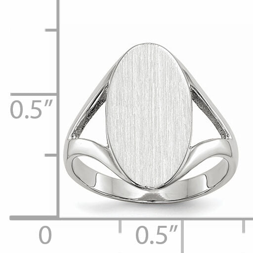 14k White Gold 9.0x17.0mm Closed Back Signet Ring-RS564