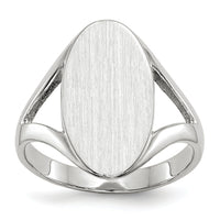 14k White Gold 9.0x17.0mm Closed Back Signet Ring-RS564