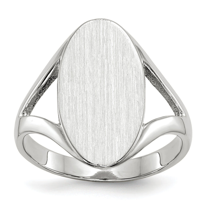 14k White Gold 9.0x17.0mm Closed Back Signet Ring-RS564