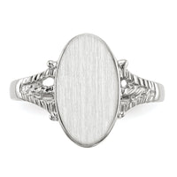 14k White Gold 8.5x13.5mm Closed Back Signet Ring-RS565
