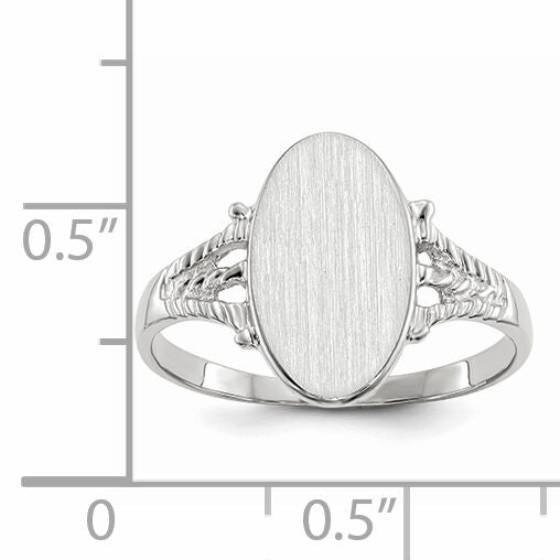 14k White Gold 8.5x13.5mm Closed Back Signet Ring-RS565
