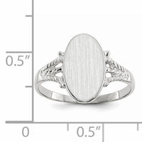 14k White Gold 8.5x13.5mm Closed Back Signet Ring-RS565