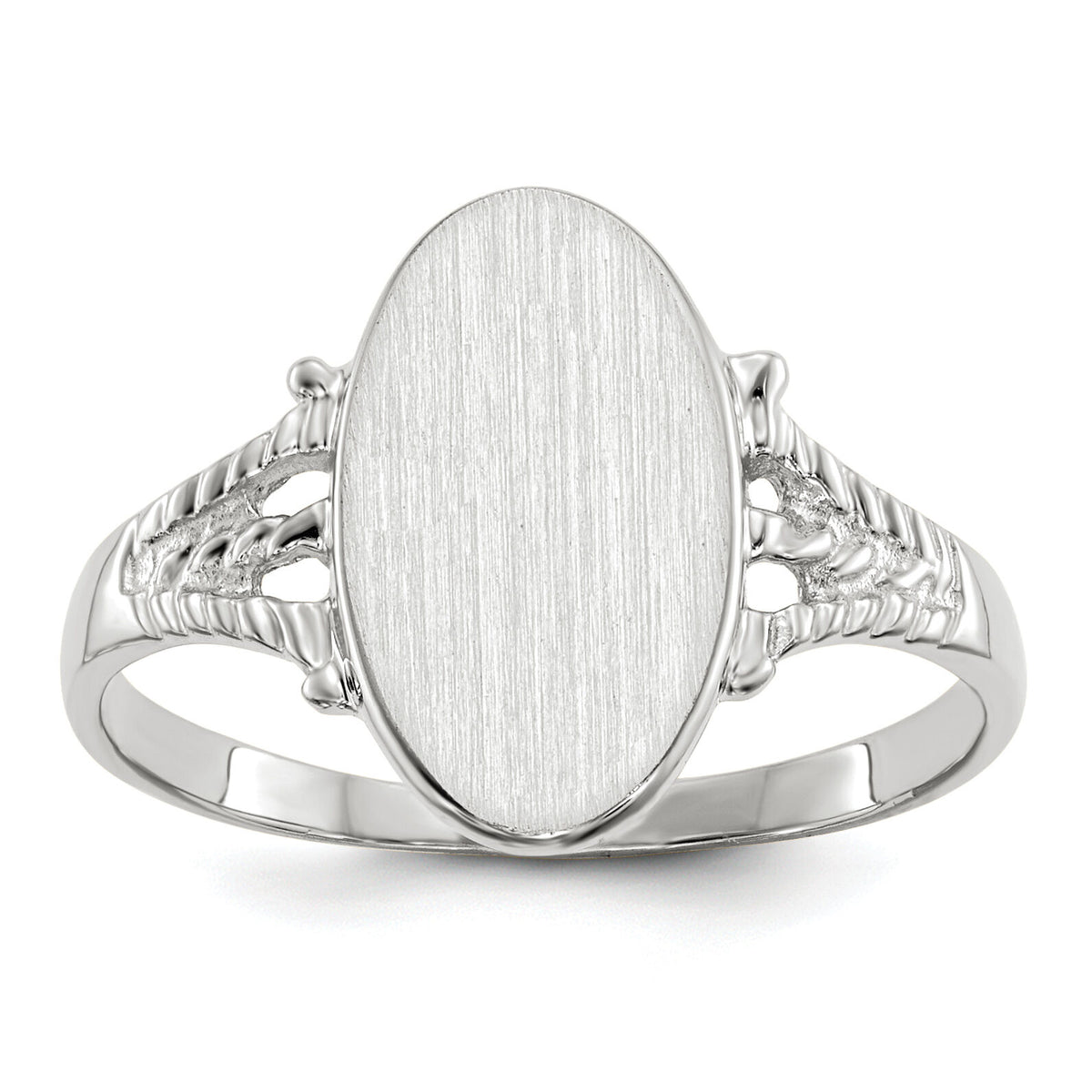 14k White Gold 8.5x13.5mm Closed Back Signet Ring-RS565