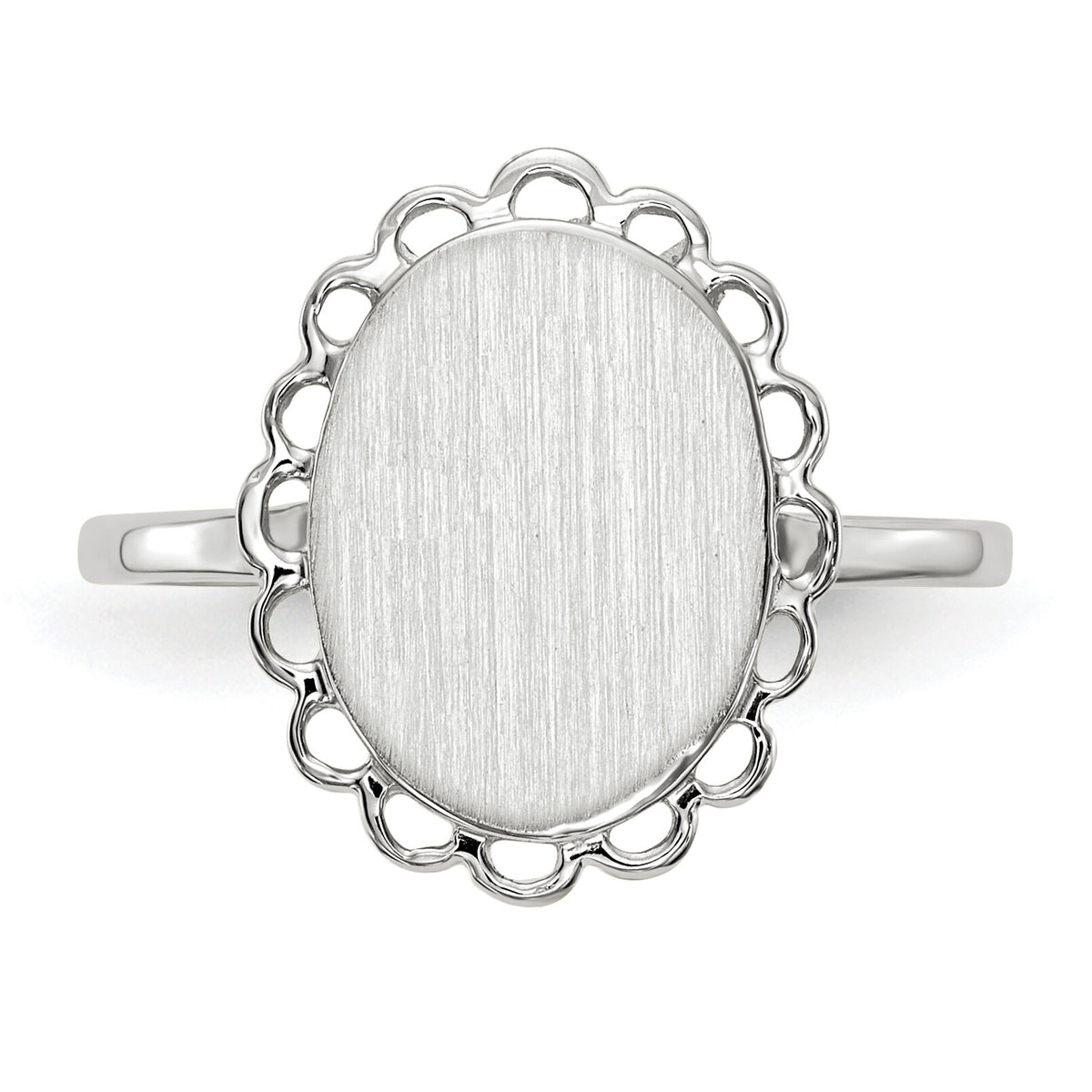 14k White Gold 9.0x11.5mm Open Back Signet Ring-RS566