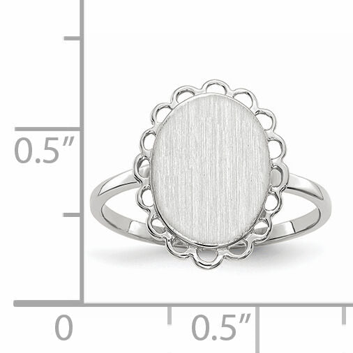 14k White Gold 9.0x11.5mm Open Back Signet Ring-RS566