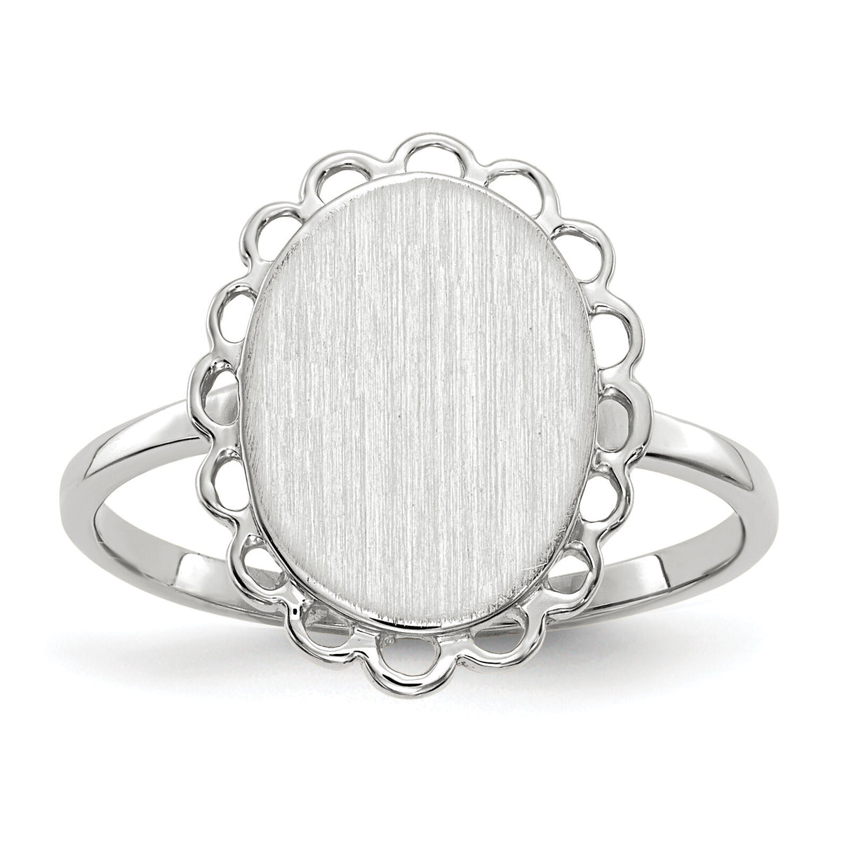 14k White Gold 9.0x11.5mm Open Back Signet Ring-RS566