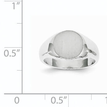 14k White Gold 8.5x8.0mm Closed Back Child's Signet Ring-RS568