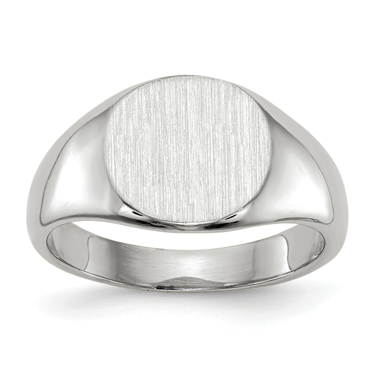 14k White Gold 8.5x8.0mm Closed Back Child's Signet Ring-RS568