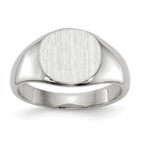 14k White Gold 8.5x8.0mm Closed Back Child's Signet Ring-RS568