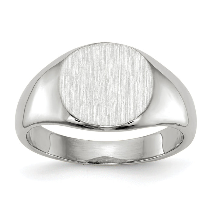 14k White Gold 8.5x8.0mm Closed Back Child's Signet Ring-RS568
