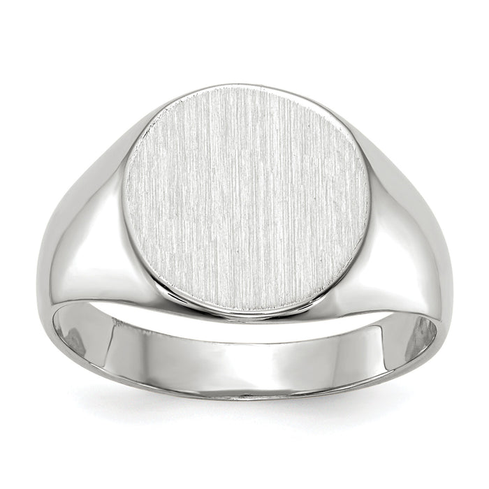 14k White Gold 10.0x11.0mm Closed Back Signet Ring-RS570