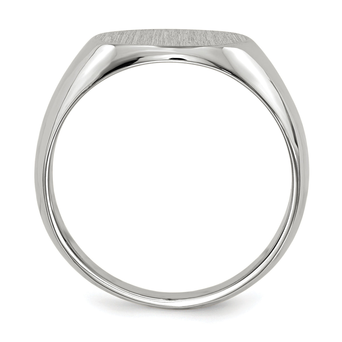 14k White Gold 13.5x12.5mm Closed Back Mens Signet Ring-RS571