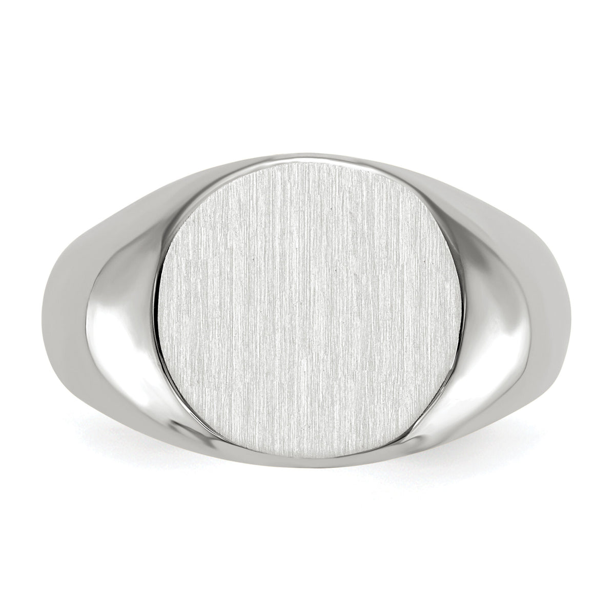 14k White Gold 13.5x12.5mm Closed Back Mens Signet Ring-RS571
