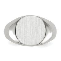 14k White Gold 13.5x12.5mm Closed Back Mens Signet Ring-RS571